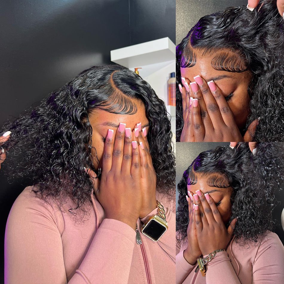 Brazilian Curly Lace Front Bob Wig Human Hair