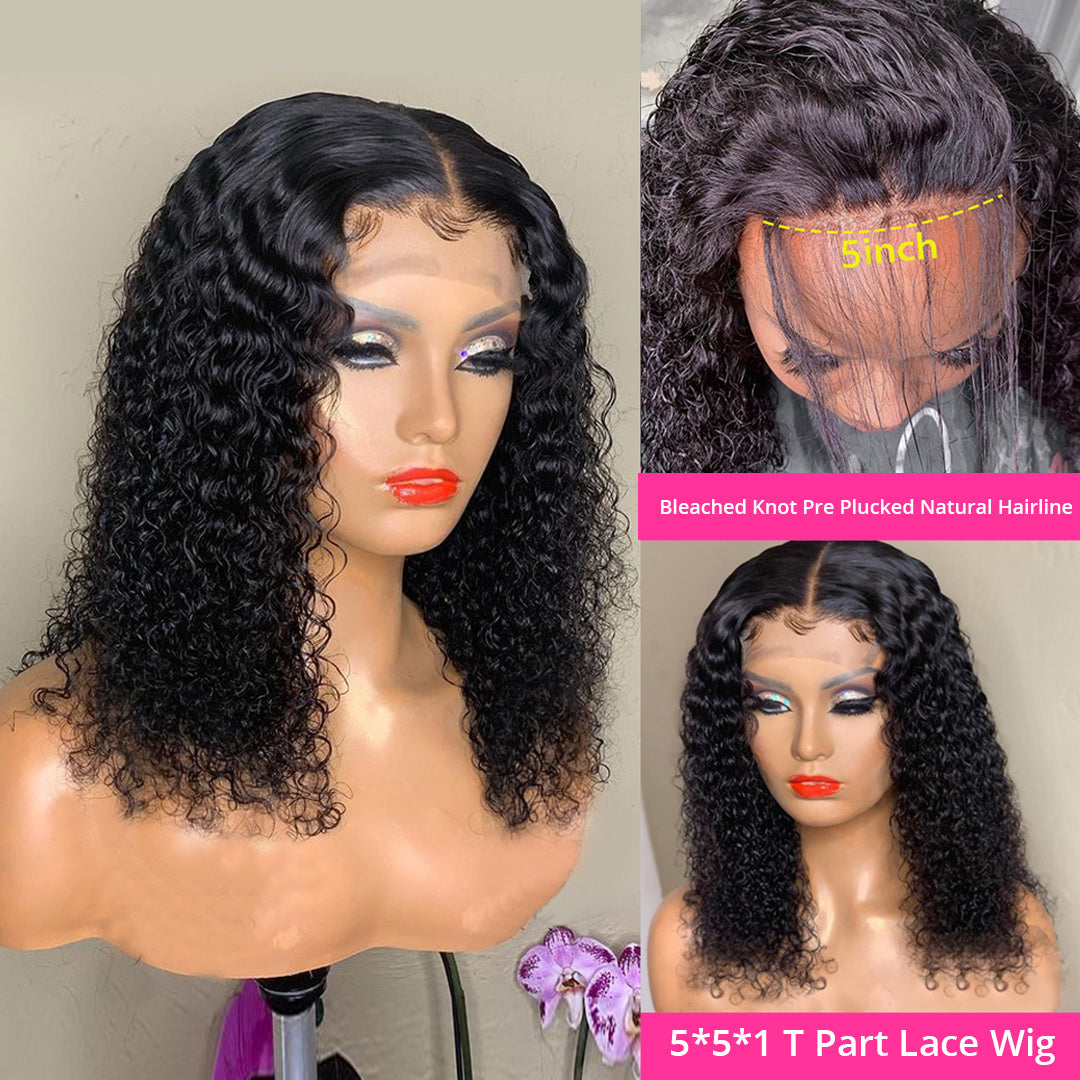 Brazilian Curly Lace Front Bob Wig Human Hair