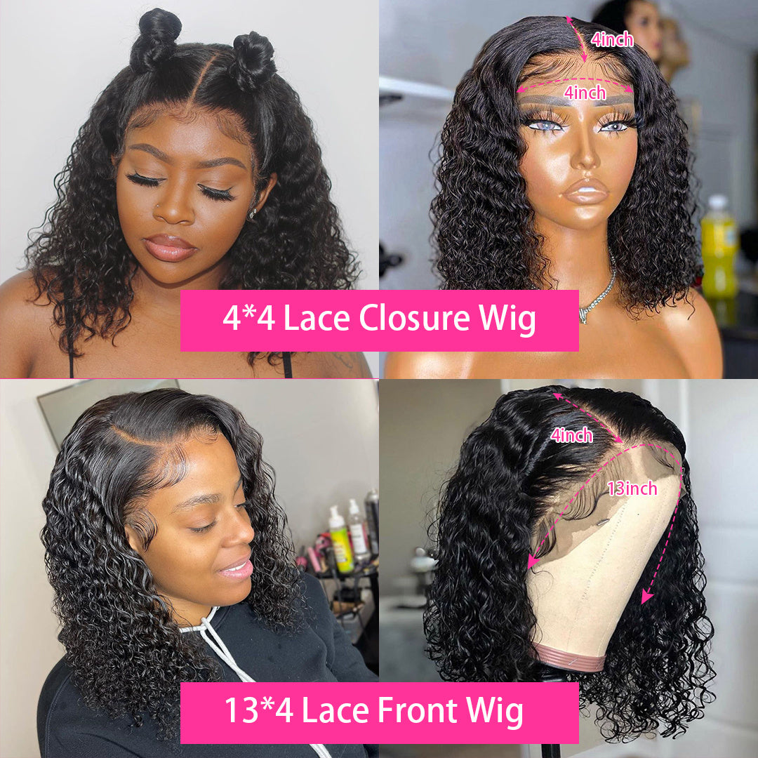 Brazilian Curly Lace Front Bob Wig Human Hair