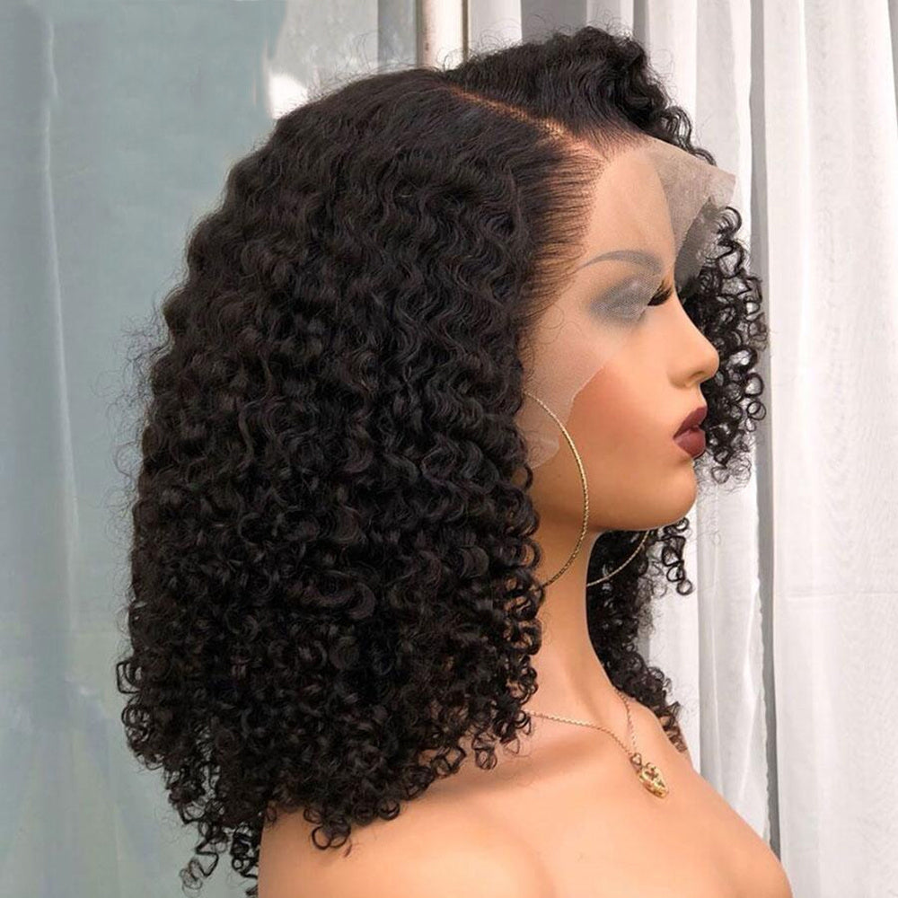 Brazilian Curly Lace Front Bob Wig Human Hair